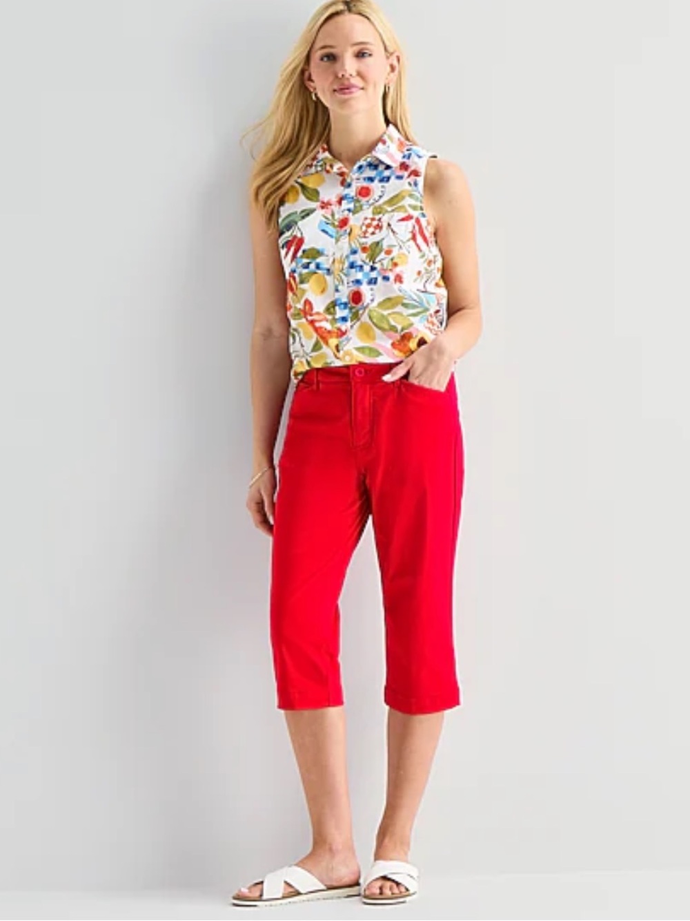 NWT St. John's Bay Cabaret Red Cropped Capris